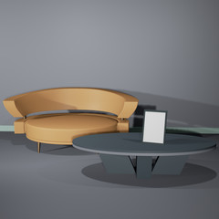 Lit interior mockup 3d illustration