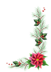 Christmas and New Year decor. Watercolor template