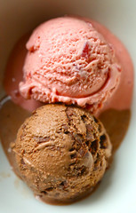 two ball of delicious chocolate and strawberry