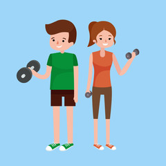 man and woman doing fitness exercises.Healthy lifestyle,Fitness gym,