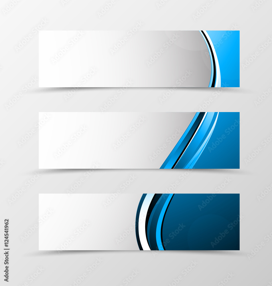 Poster set of header banner wave design