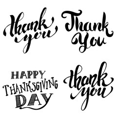 Thank you. Happy Thanksgiving Day. Hand drawn lettering isolated