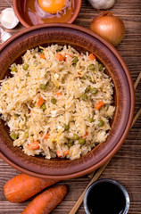 Fried rice with vegetables  and eggs.