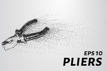 Pliers of particles. Pliers consist of circles and dots. Pliers crumble into small pieces. Vector illustration