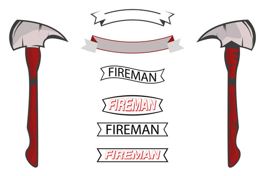 Axes To Extinguish A Fire And Ribbons With The Inscription Firefighter