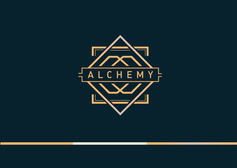 Development of a linear gradient logo on alchemy - obrazy, fototapety, plakaty
