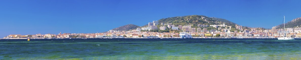 Fototapeta na wymiar Panorama view of Ajaccio city, Corsica, France