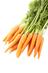 Fresh carrots isolated on a white background
