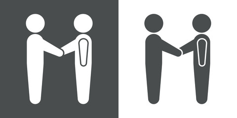 Obraz premium Icono plano hombres dandose la mano gris