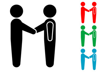 Obraz premium Icono plano hombres dandose la mano varios colores