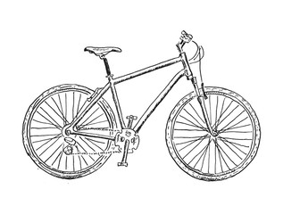 Old bicycle sketch illustration - obrazy, fototapety, plakaty