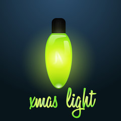 Christmas light bulb. Green lamp vector illustration