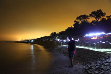 Fototapeta premium mass walk on the beach the night/ mass walk on the beach the night of the Baltic Sea