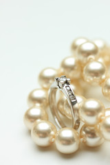 Diamond ring and pearls