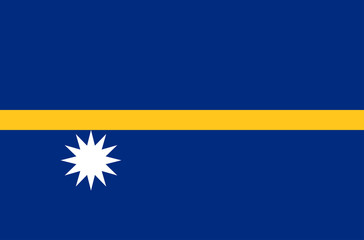Fototapeta premium Vector flat style Republic of Nauru state flag. Official design of Nauru, Pleasant Island national flag. Symbol with line and star. Independence day, holiday, web button, template background
