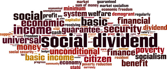 Social dividend word cloud concept. Vector illustration