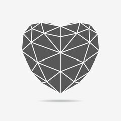 Gray triangular heart icon. Vector illustration.