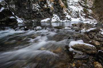 Winter on a stream of the dolomites