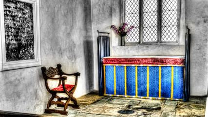 Altar of Church of The Blessed Virgin Mary in Emborough Somerset HDR