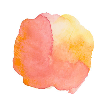 Orange watercolor stain with watercolour paint stroke
