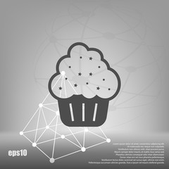 Flat paper cut style icon of cake