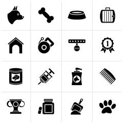 Black Dog and Cynology object icons - vector icon set