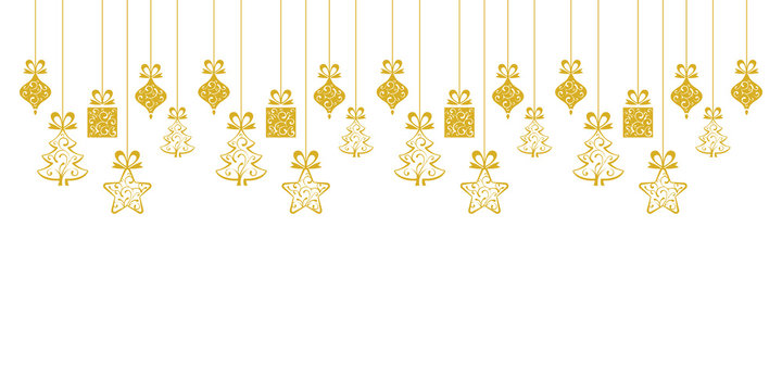 Golden hanging christmas decoration