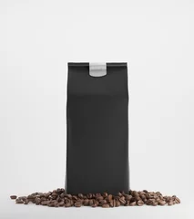 Fotobehang Black pack of coffee against white background © ImageFlow