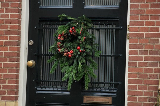 christmas wreath with decorations