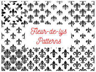 Royal french lily fleur-de-lys seamless patterns