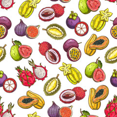 Exotic and tropical fruits pattern