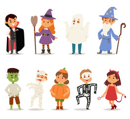 Cute kids wearing Christmas costumes vector.