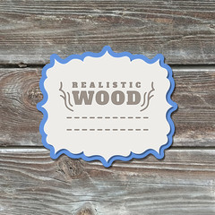 vector realistic wood texture with vintage paper frame - 124554153