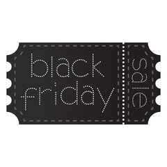 Ticket black friday with cut line. Black ticket with sale.