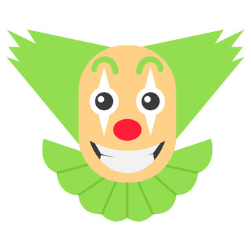 Clown crazy vector cartoon with green hair and  big smile.