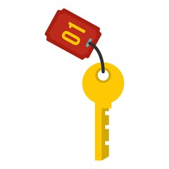 Hotel room key icon. Flat illustration of key vector icon for web design