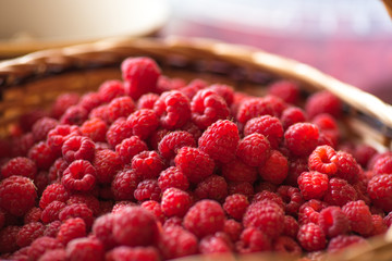 Organic ripe raspberries