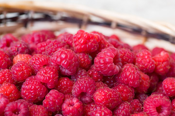 Organic ripe raspberries