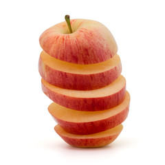 Red sliced apple isolated on white background cutout
