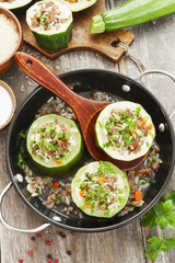 Zucchini with meat and rice