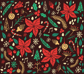 Christmas pattern with fir tree