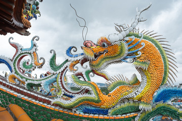 Dragon statue at Guandu Temple in Taipei, Taiwan