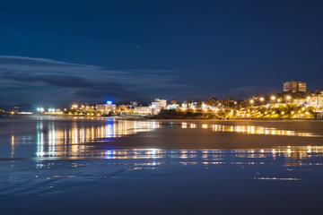 Santander bay at night, Cantabria, Spain.