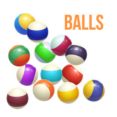 Colorful Striped balls. 3d Spheres. Balls isolated on white background. Vector