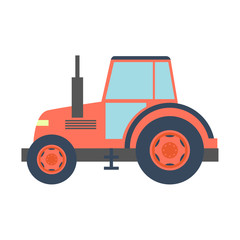 Transport flat tractor icon isolated on white. Vector