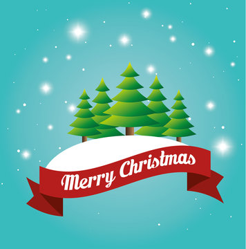 beauty card merry christmas tree snow label design vector illustration eps 10