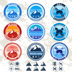 retro badges and labels set on the theme of mountains