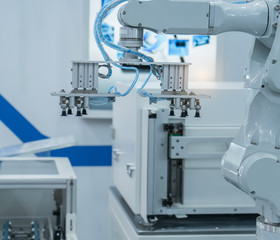 robotic arm machine tool at industrial manufacture factory
