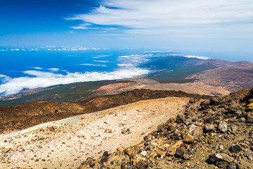 Landscape view from the top of volcano Teide