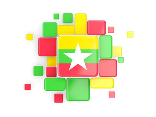 Flag of myanmar, mosaic background